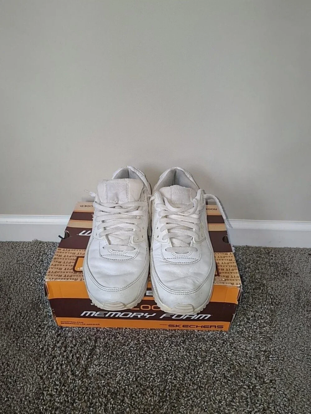 Nike Air Max 90 Low Top Lace Up Sneakers White Men's Athletic Shoe Size 10.5